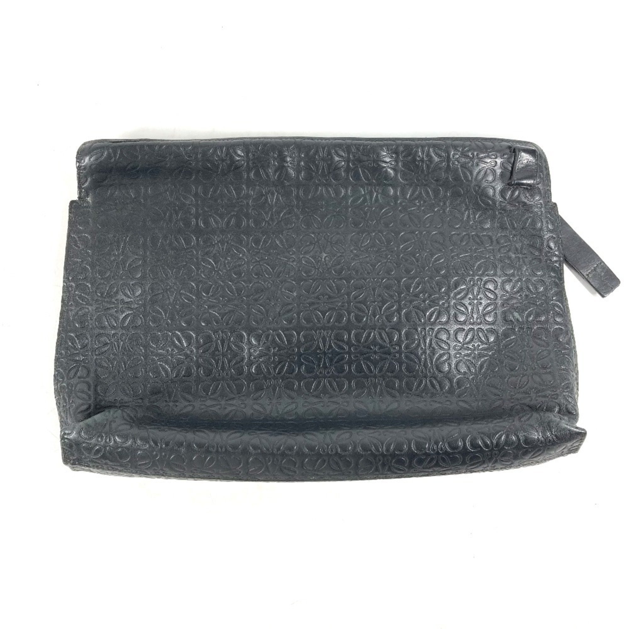 LOEWE Anagram T Pouch Clutch Bag Leather Men's Black