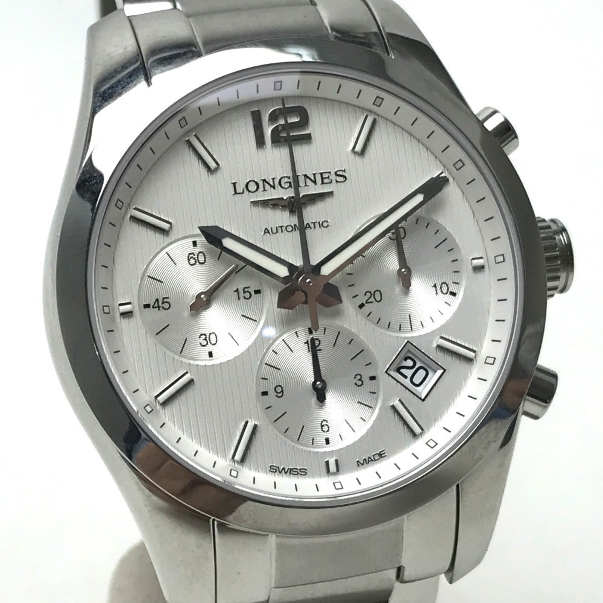 LONGINES L27864766 Conquest Classic Chrono Date Automatic Watch Stainless Steel Men's Silver