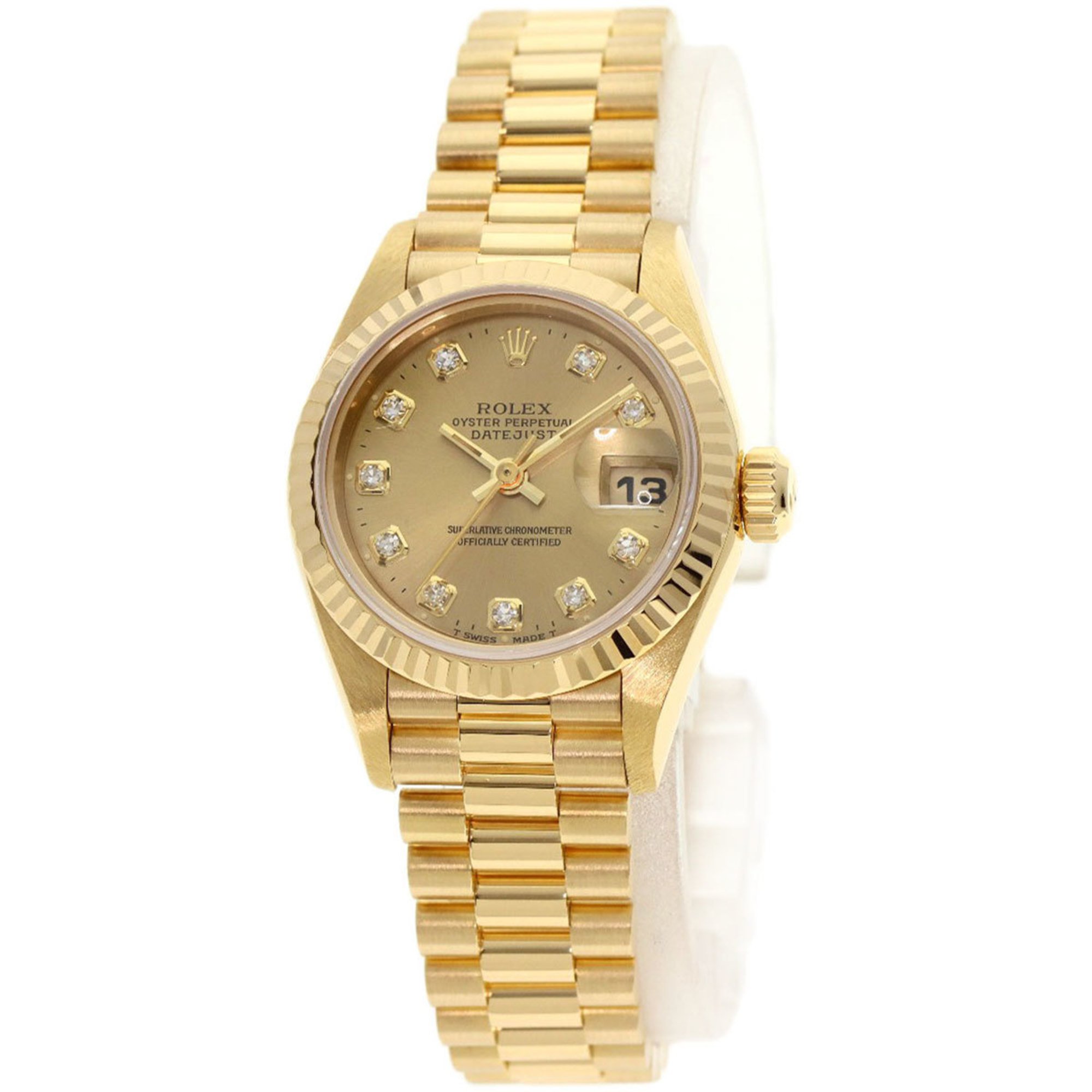 Rolex 69178G Datejust 10P Diamond Watch K18 Yellow Gold K18YG Ladies ROLEX