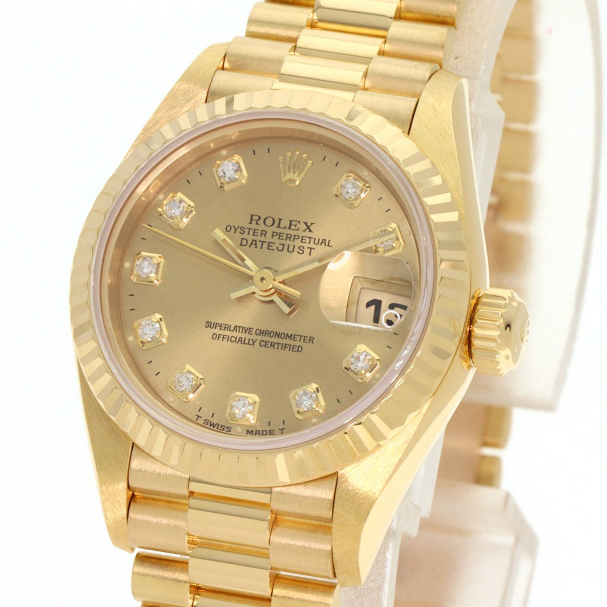 Rolex 69178G Datejust 10P Diamond Watch K18 Yellow Gold K18YG Ladies ROLEX