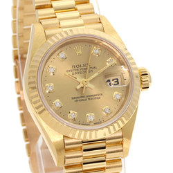 Rolex 69178G Datejust 10P Diamond Watch K18 Yellow Gold K18YG Ladies ROLEX