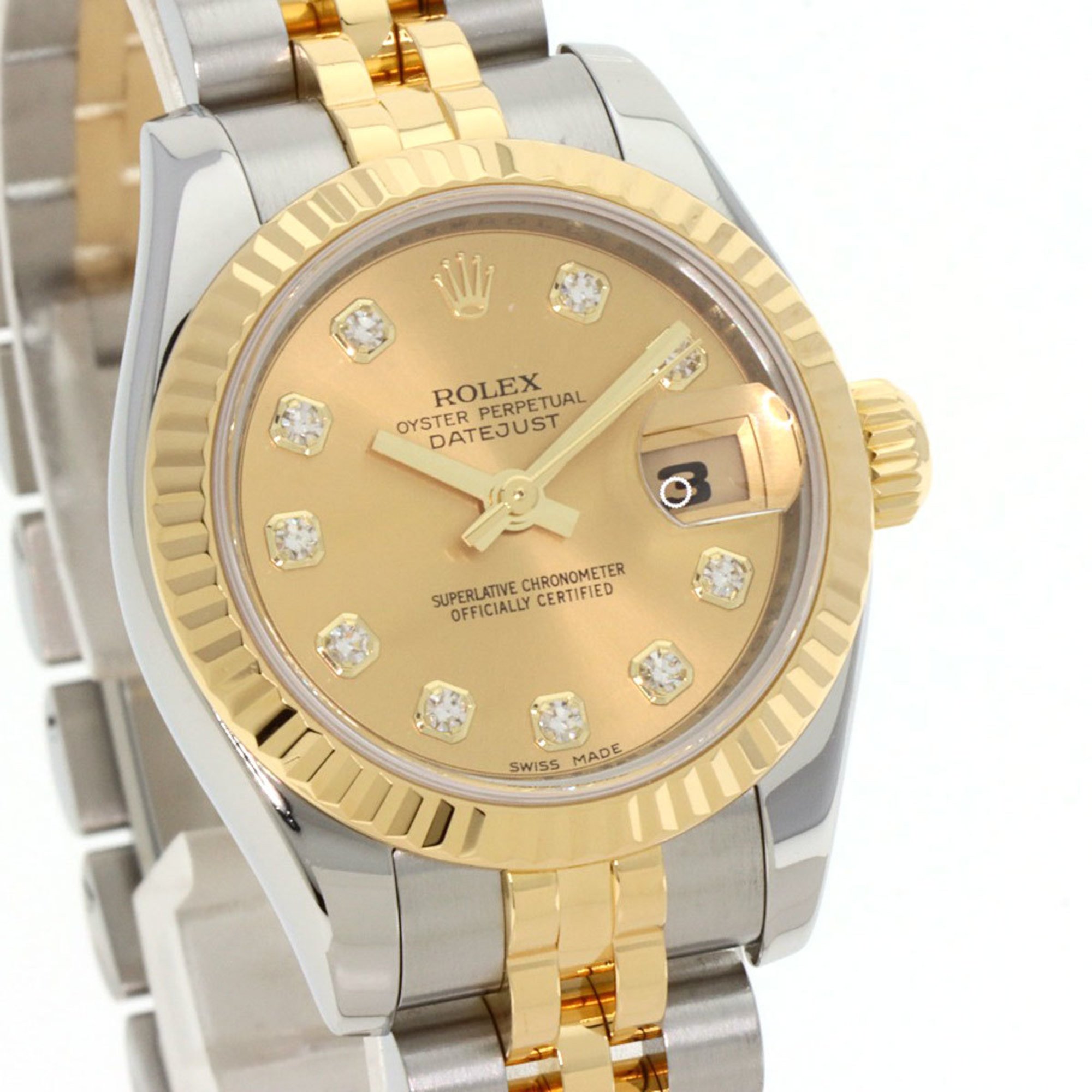 Rolex 179173G Datejust 10P Diamond Watch Stainless Steel SSxK18YG K8YG Ladies ROLEX