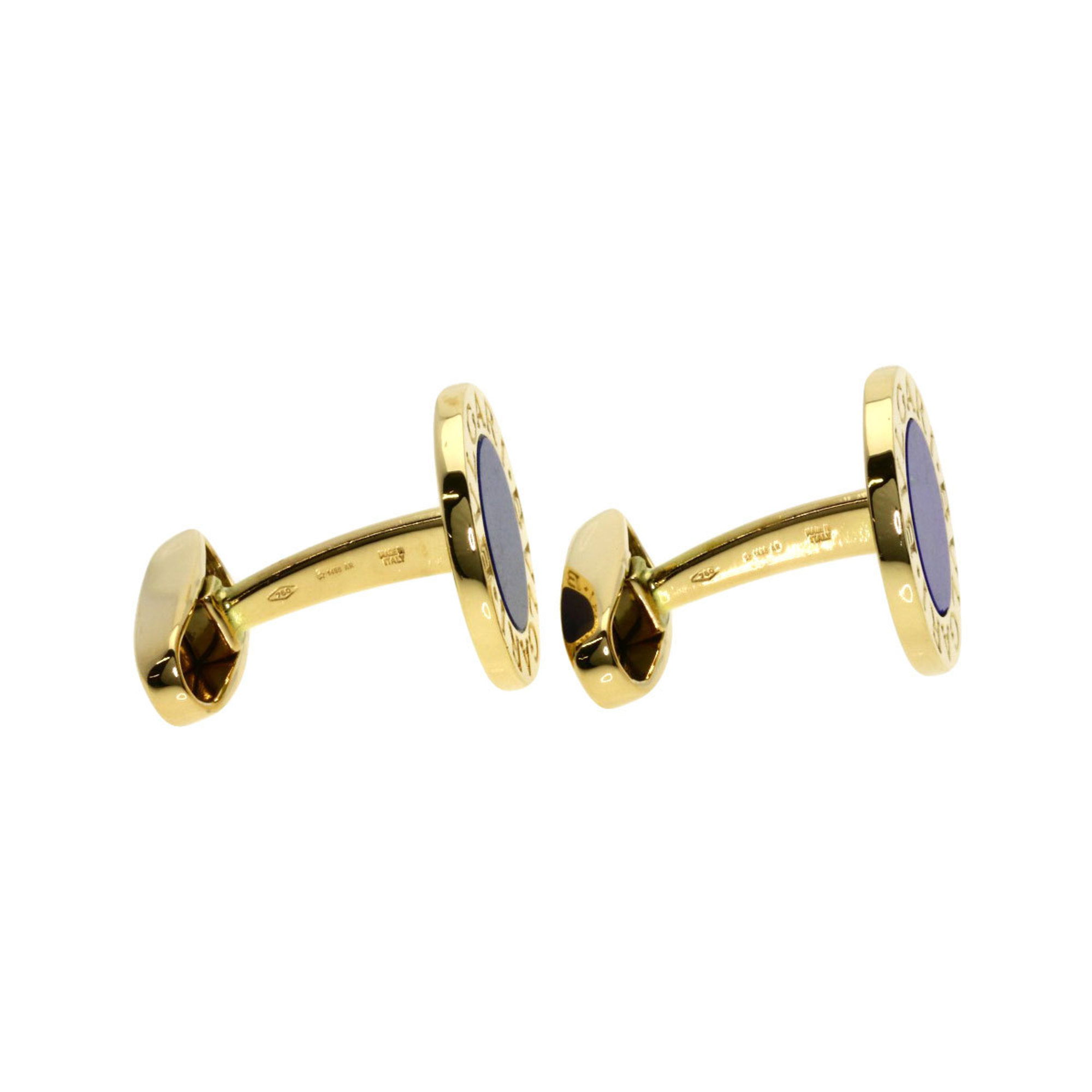 BVLGARI Lapis Lazuli Cufflinks K18 Yellow Gold Men's