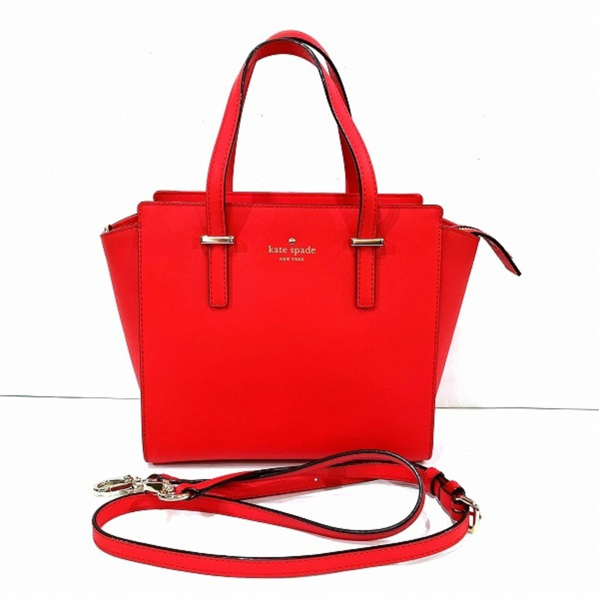 Kate Spade 2way Leather Red Bag Handbag Shoulder Women's