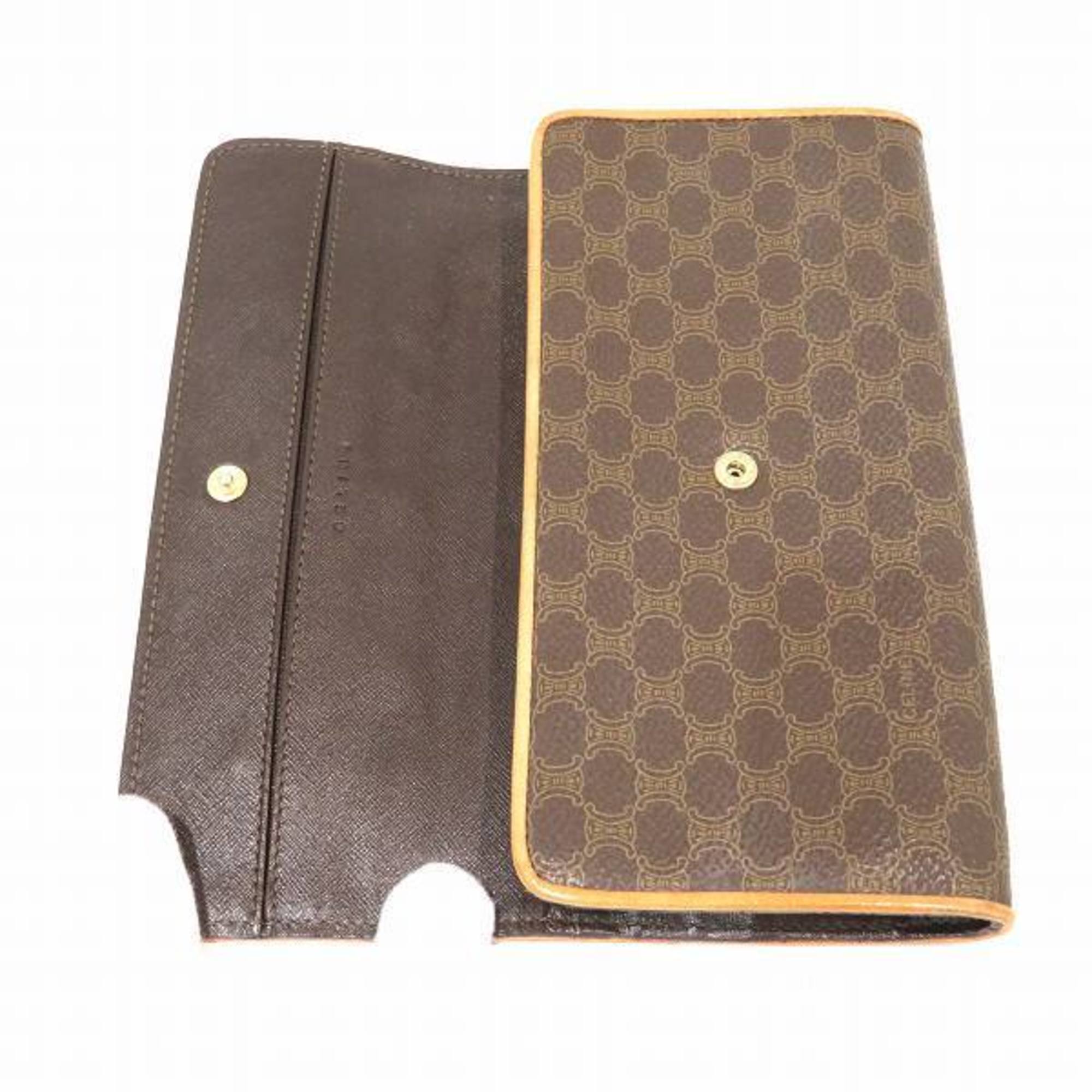 CELINE Macadam Brown Long Wallet for Men and Women