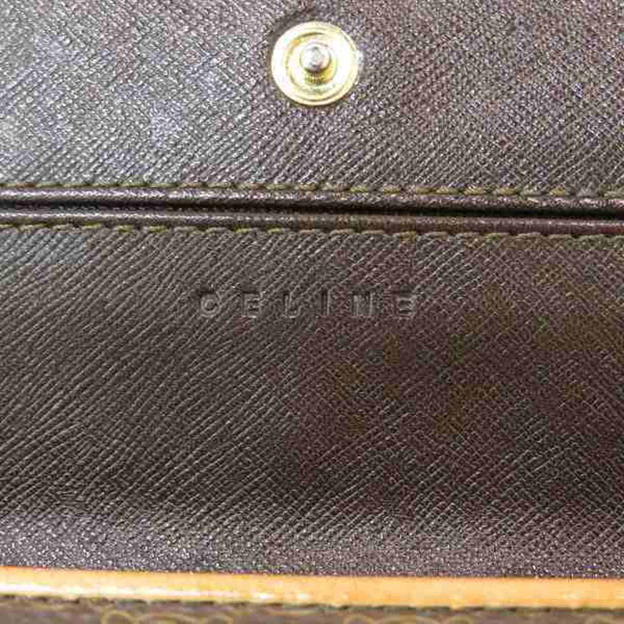 CELINE Macadam Brown Long Wallet for Men and Women