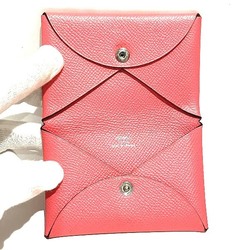 Hermes Calvi A engraved Rose Azalee wallet/coin case for women