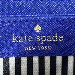 Kate Spade Blue Leather Round Long Wallet for Women