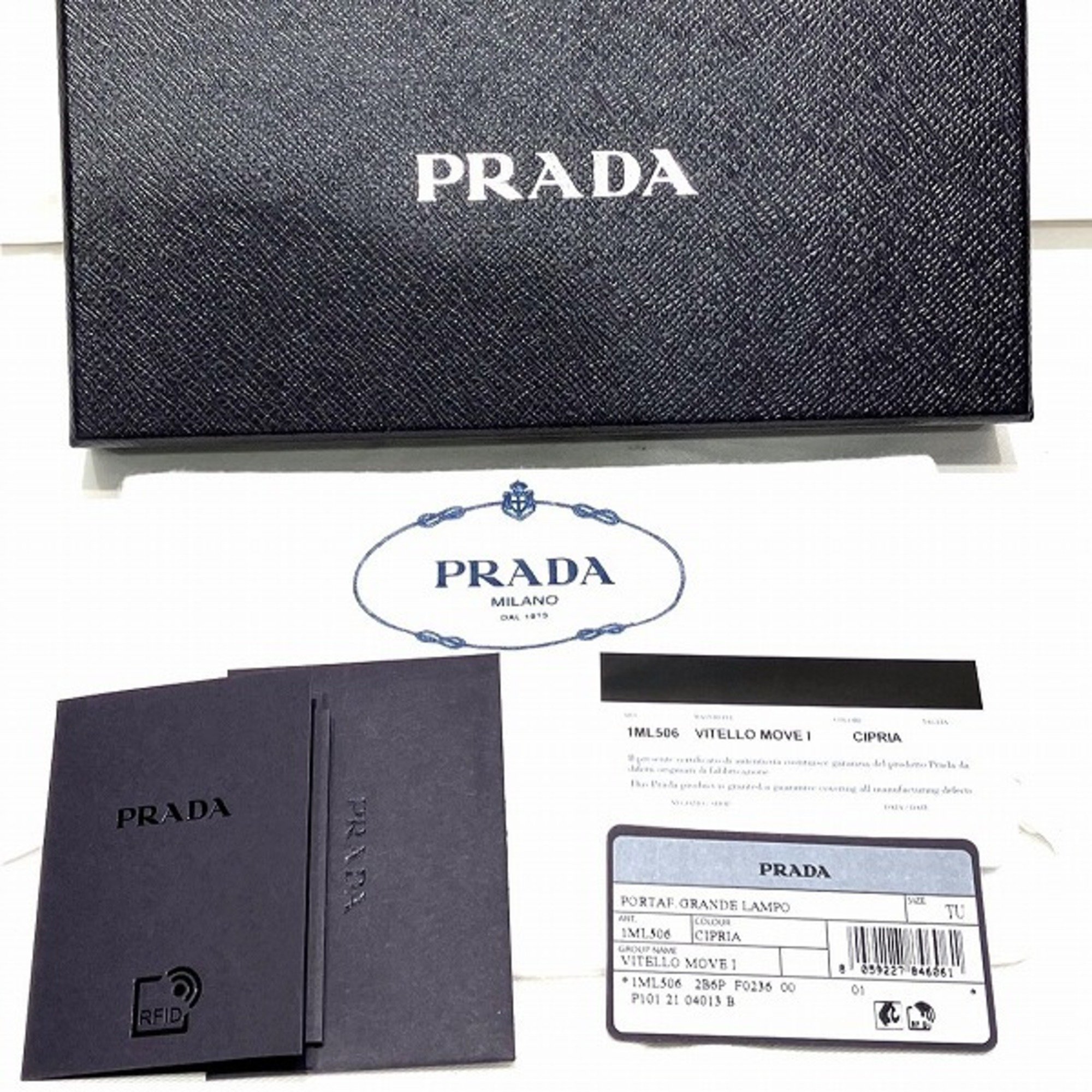 PRADA Saffiano 1ML506 Round Zip Long Wallet for Women