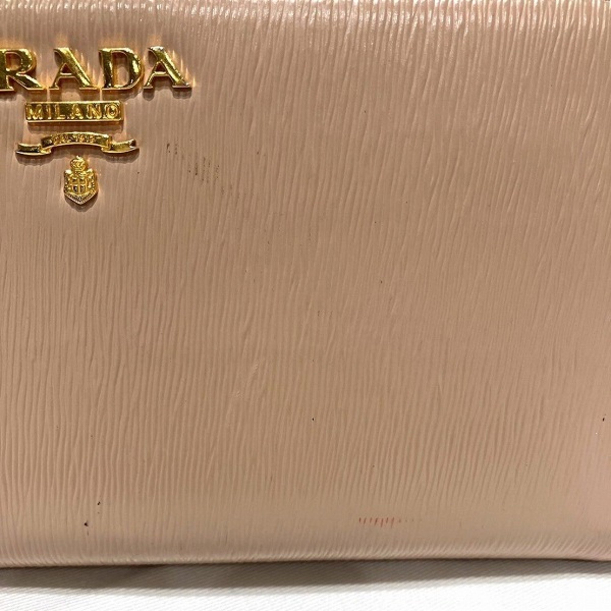 PRADA Saffiano 1ML506 Round Zip Long Wallet for Women