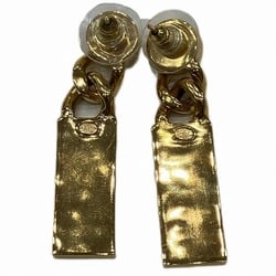 Chanel CHANEL L21V Gold Stone Plate Accessory Earrings for Women