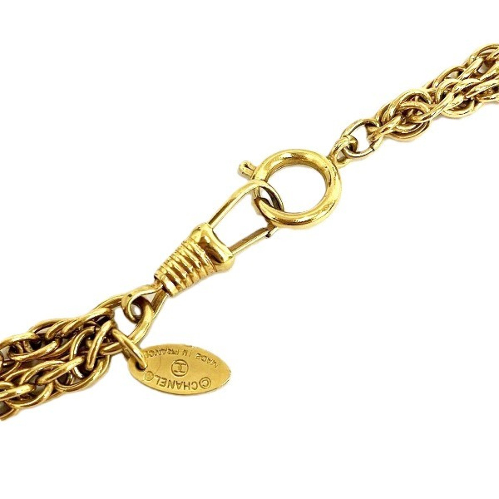 CHANEL Magnifying Glass Double Chain Accessory Pendant Necklace Women's