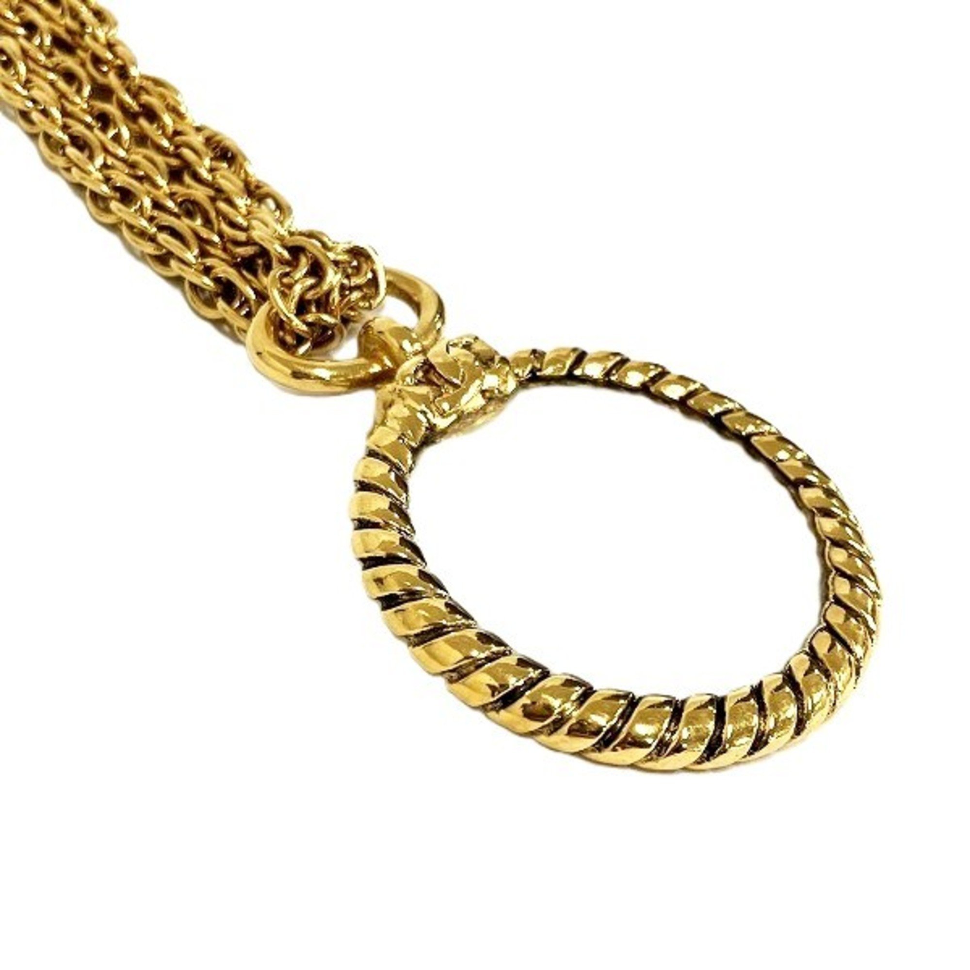 CHANEL Magnifying Glass Double Chain Accessory Pendant Necklace Women's