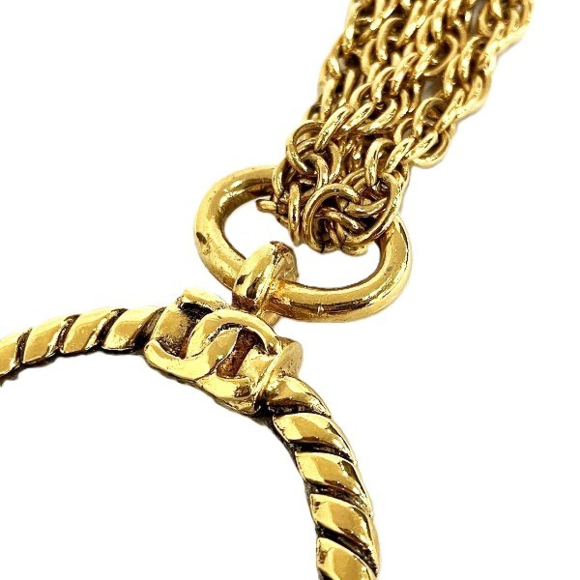 CHANEL Magnifying Glass Double Chain Accessory Pendant Necklace Women's