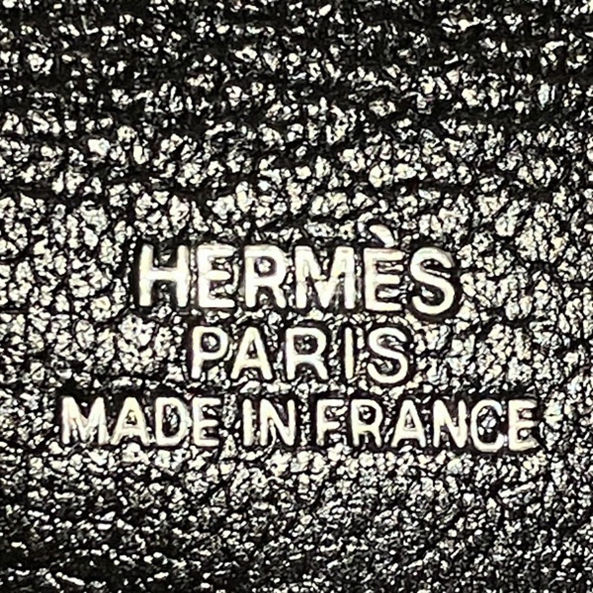 Hermes Calvi □I engraved black wallet/coin case men's wallet