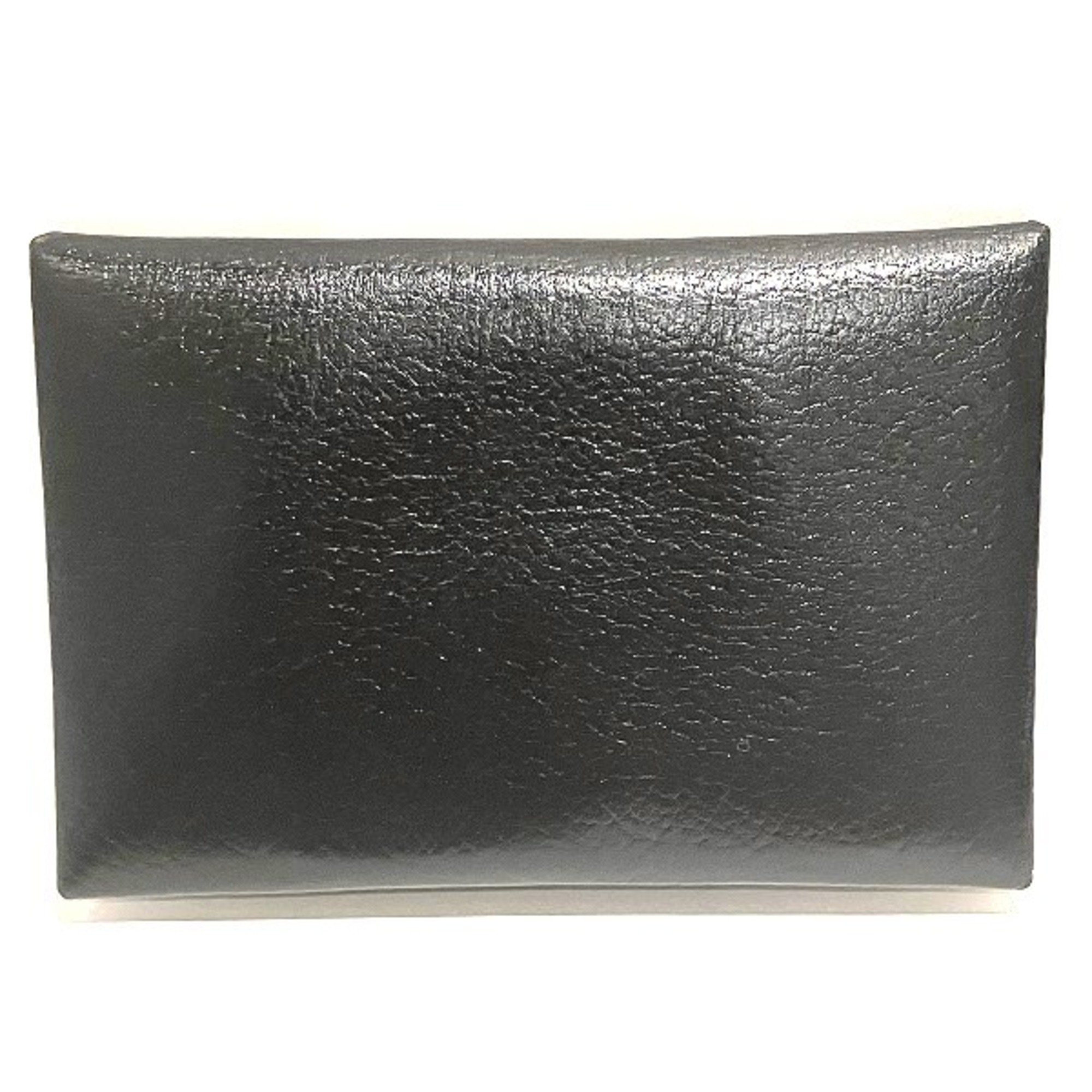 Hermes Calvi □I engraved black wallet/coin case men's wallet