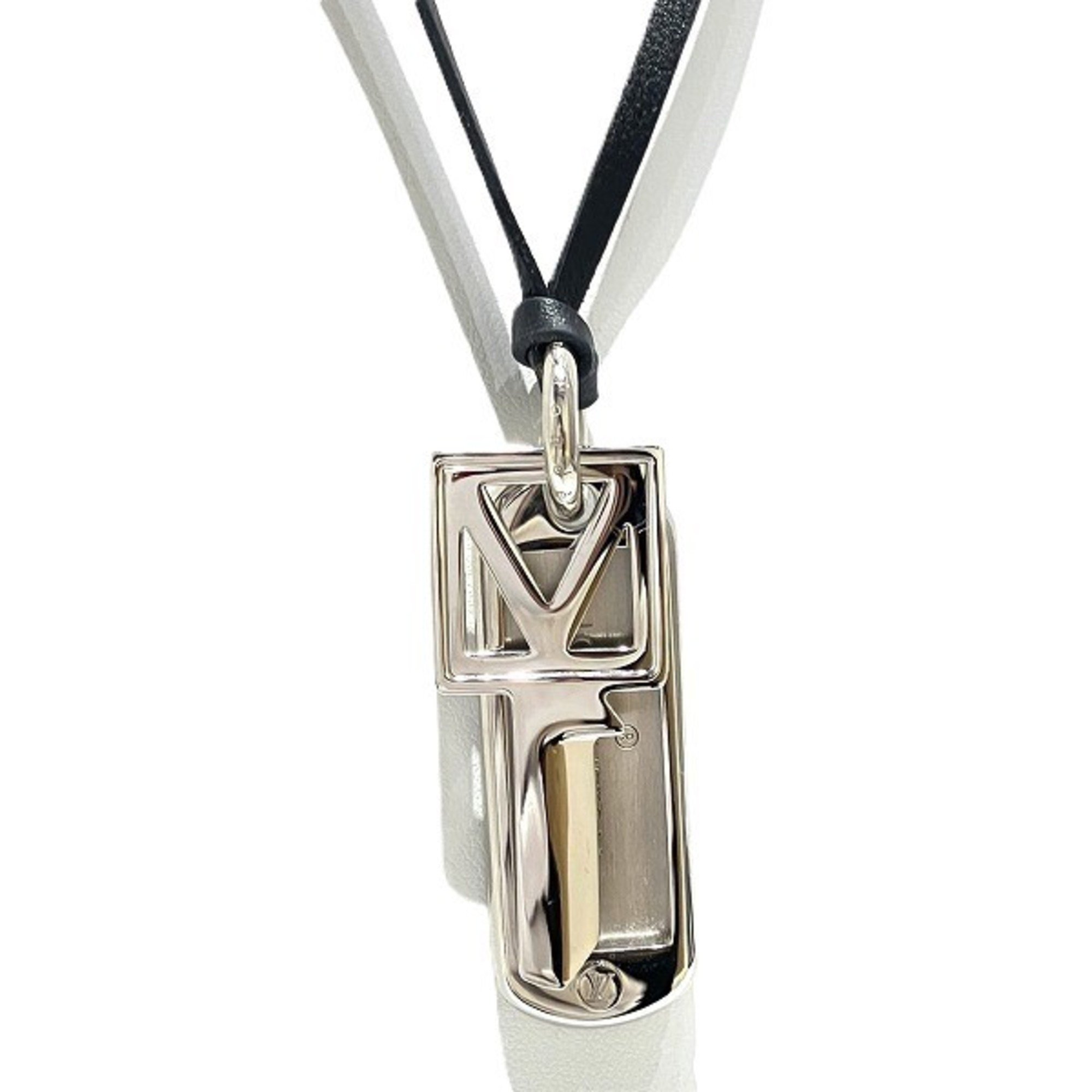 Louis Vuitton M61984 Leather Men's Necklace (Silver)