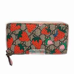 GUCCI GG Supreme Strawberry Print 573865 Long Wallet for Women