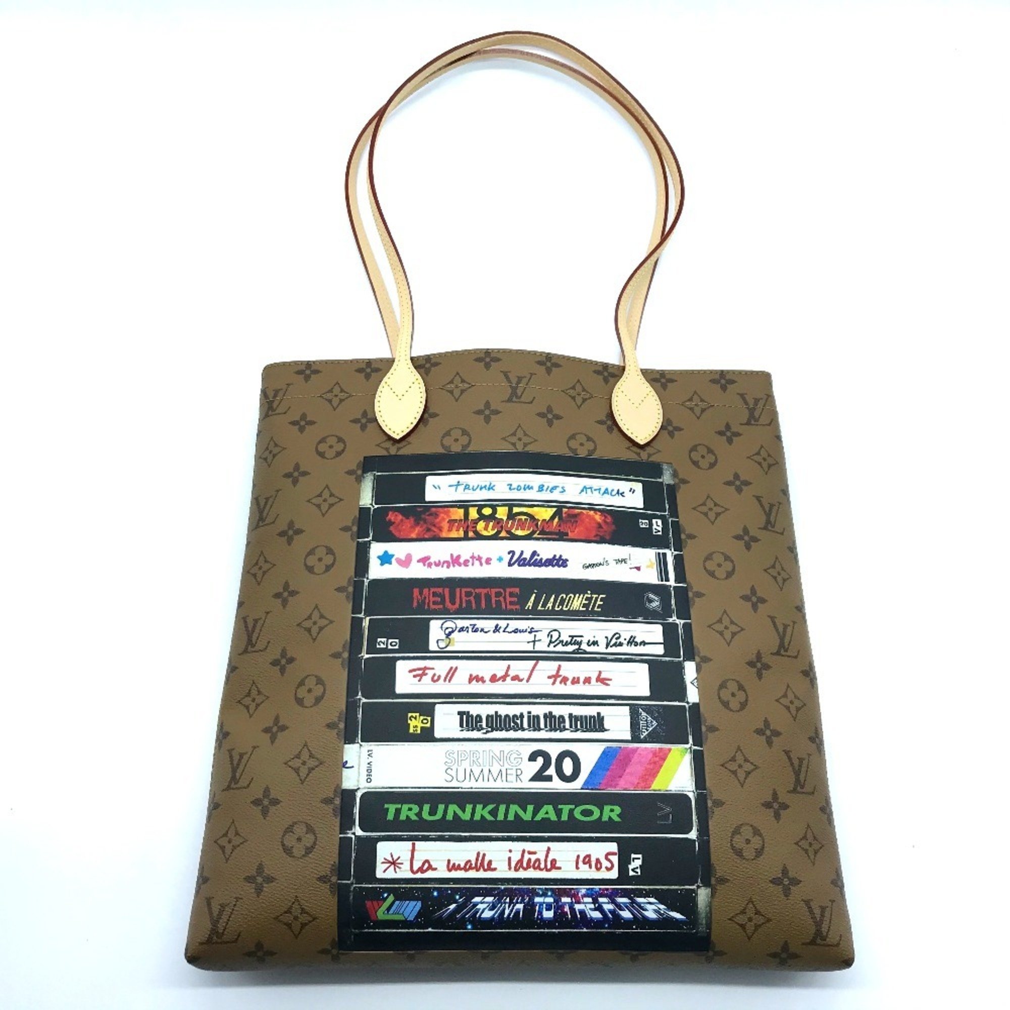 LOUIS VUITTON M45198 Monogram Reverse Video Print Carry It Shoulder Bag Tote Canvas Women's Brown