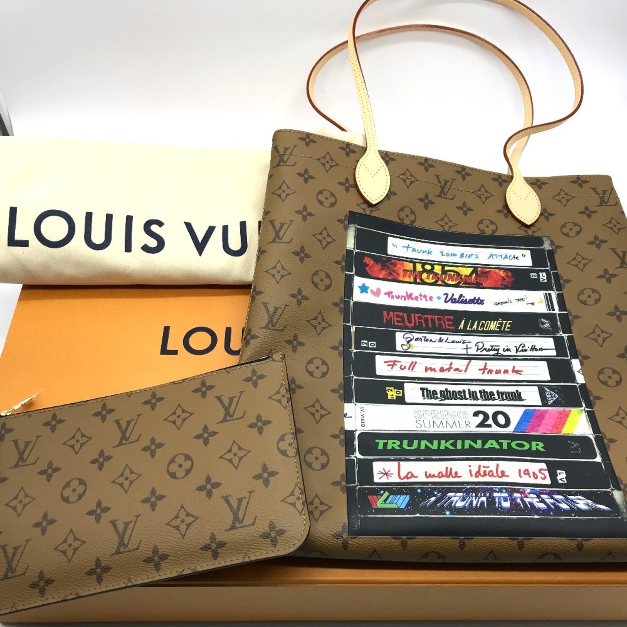 LOUIS VUITTON M45198 Monogram Reverse Video Print Carry It Shoulder Bag Tote Canvas Women's Brown