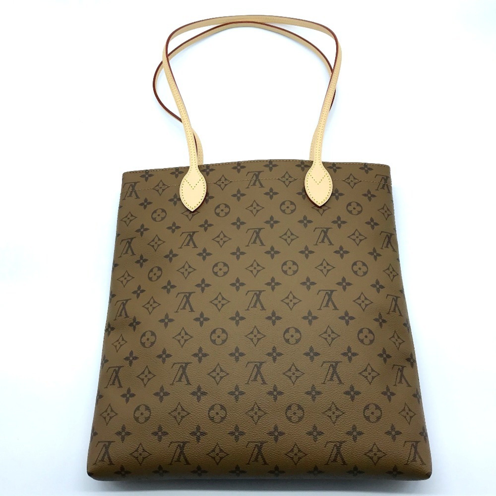 LOUIS VUITTON M45198 Monogram Reverse Video Print Carry It Shoulder Bag Tote Canvas Women's Brown