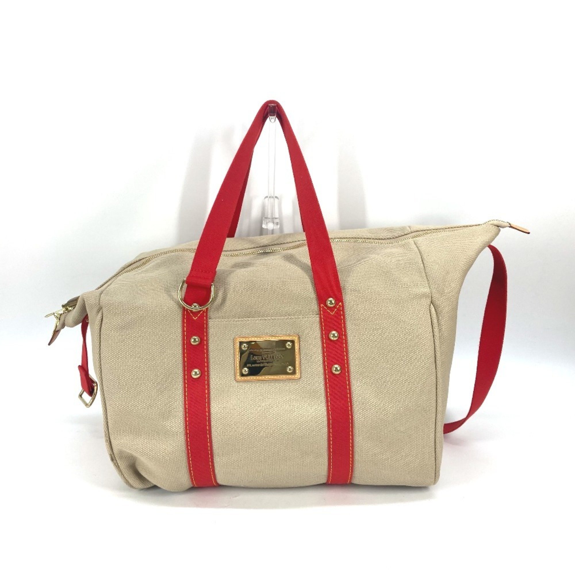 LOUIS VUITTON M40029 Antiagua Sac Weekend Shoulder Bag Boston Canvas Women's Beige