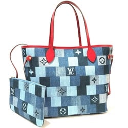 LOUIS VUITTON M44981 Square Patchwork Neverfull MM Shoulder Bag Tote Monogram Denim Women's Blue