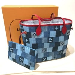 LOUIS VUITTON M44981 Square Patchwork Neverfull MM Shoulder Bag Tote Monogram Denim Women's Blue