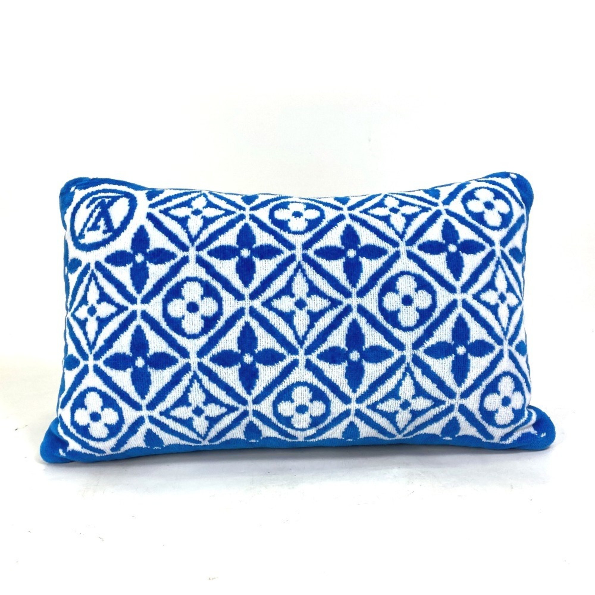 LOUIS VUITTON M01370 LV By the Pool Petite Cushion Monogram Flower Tile Pillow Cotton Women's Blue