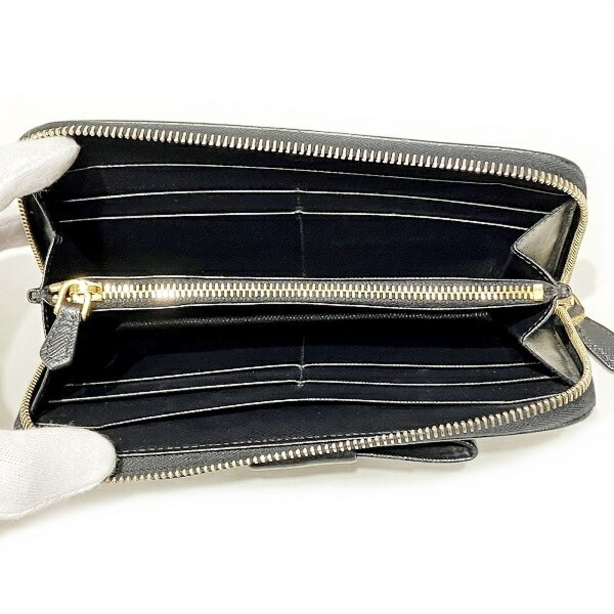 PRADA Saffiano Round Ribbon Wallet 1ML506 Long Women's