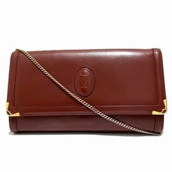 Cartier Must Women's Leather Clutch Bag,Shoulder Bag Bordeaux