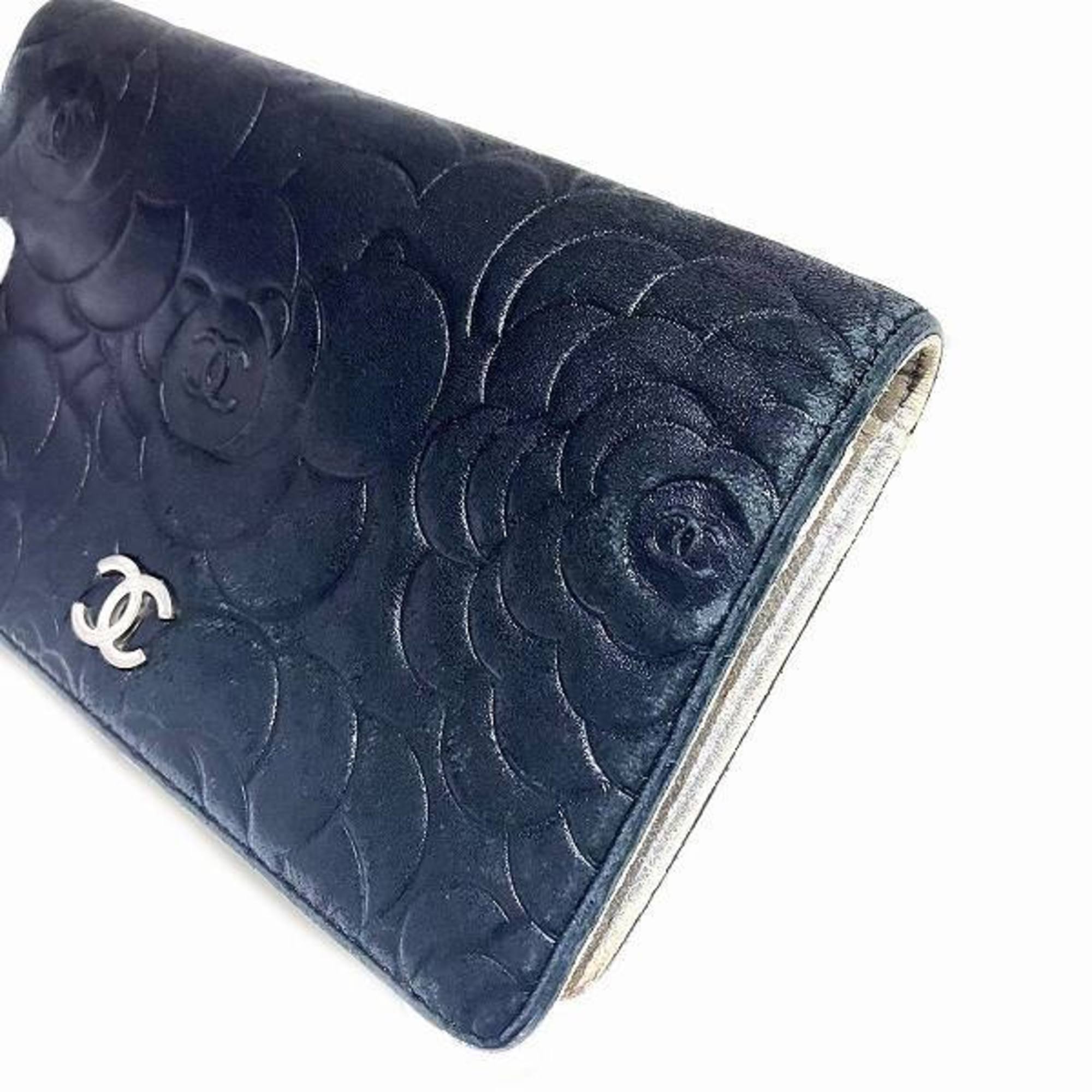 CHANEL Camellia Coco Mark Long Wallet Bi-fold for Women