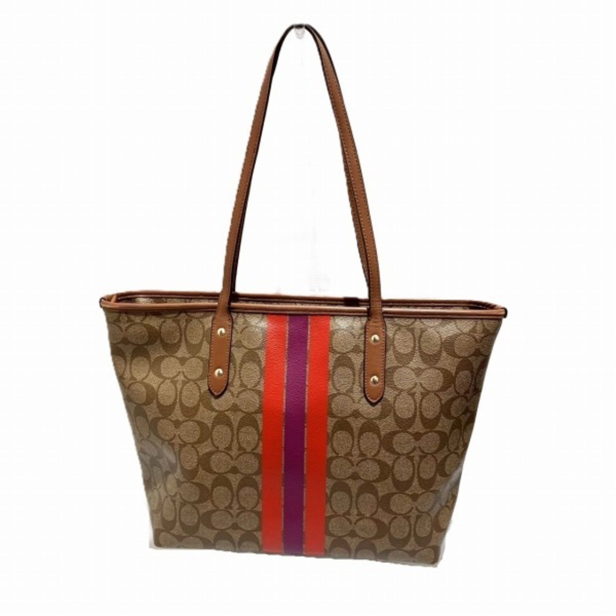 Coach COACH Signature Varsity Stripe City Zip Tote F38405 Bag Women's