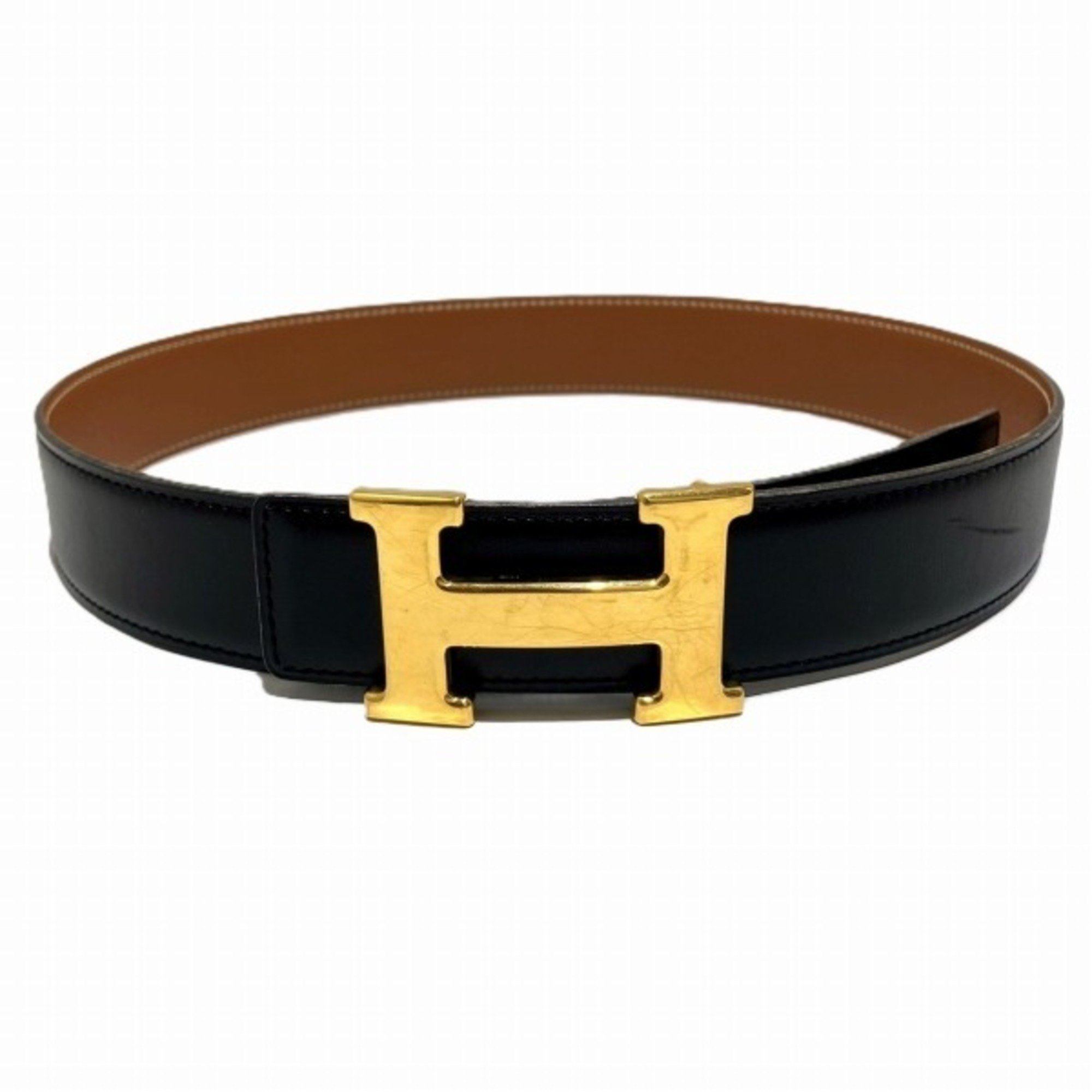 Hermes Constance reversible belt, B engraved, accessory, women's