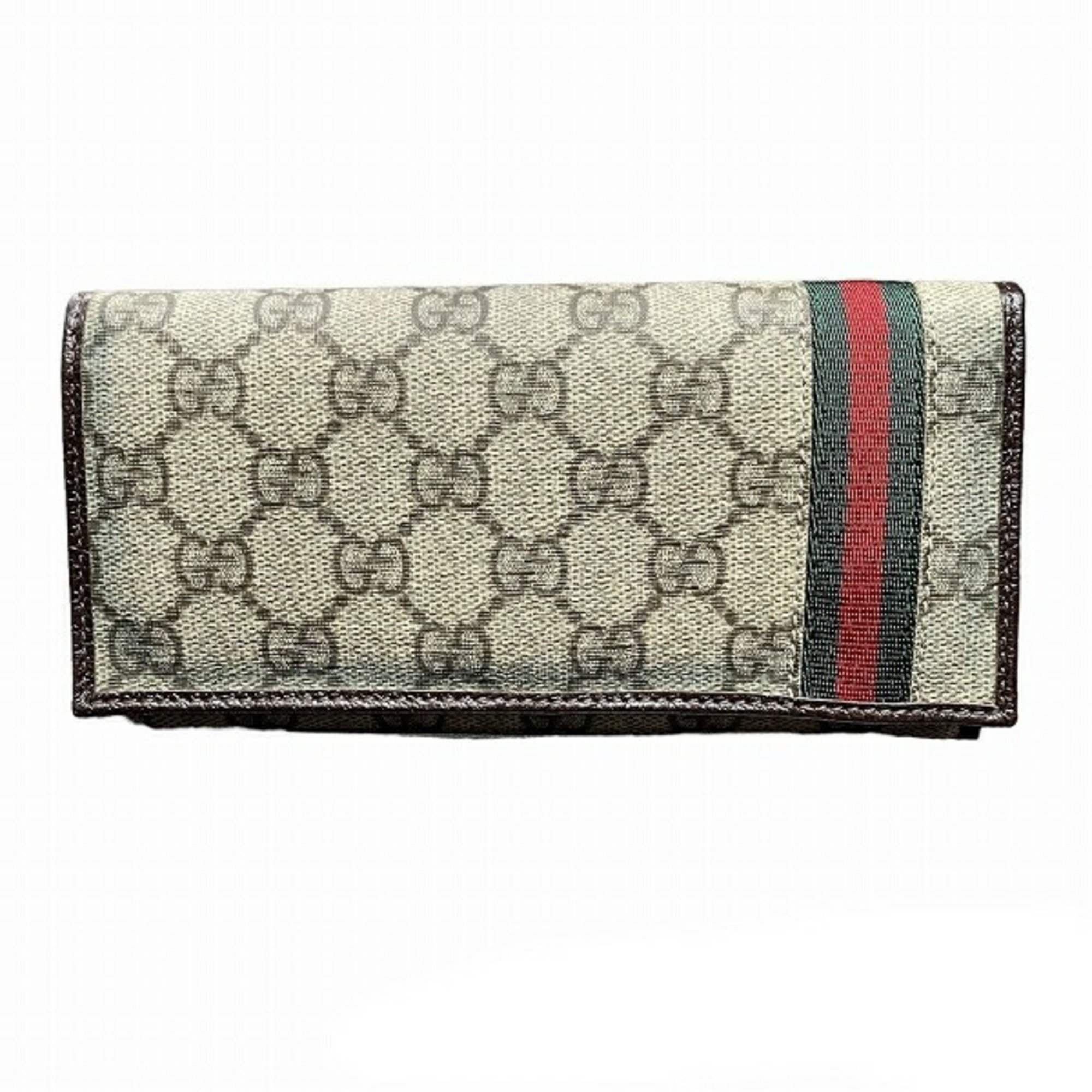 GUCCI Sherry Line GG Supreme 212186 Long Wallet Bi-fold for Men and Women