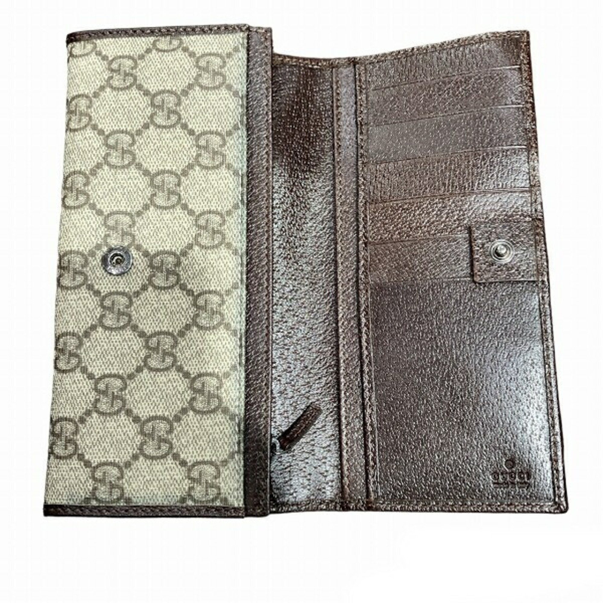 GUCCI Sherry Line GG Supreme 212186 Long Wallet Bi-fold for Men and Women