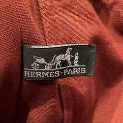 Hermes Foule MM Canvas Red Bag Tote Handbag Men Women