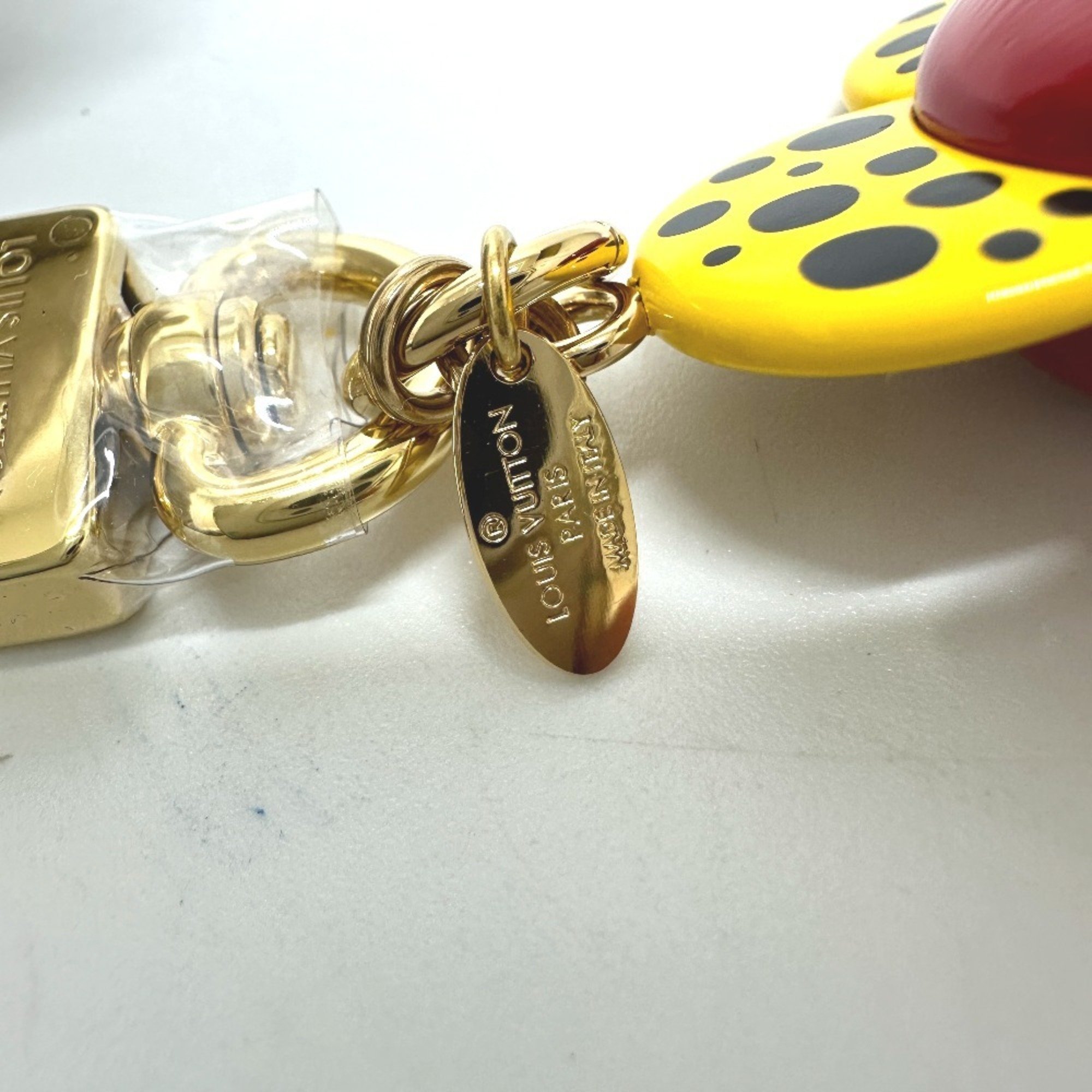 LOUIS VUITTON M01146 Yayoi Kusama collaboration LV x YK keychain Vivienne infinity dot bag charm wood ladies yellow