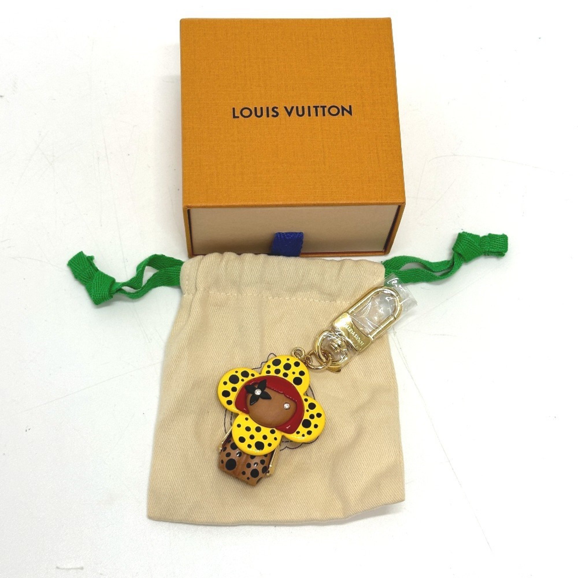 LOUIS VUITTON M01146 Yayoi Kusama collaboration LV x YK keychain Vivienne infinity dot bag charm wood ladies yellow