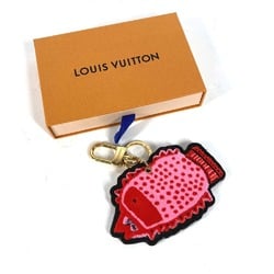 LOUIS VUITTON M01133 LV×YK Yayoi Kusama Collaboration Dot Polka Porto Cle Face Fish Bag Charm Keychain Leather Women's Pink G-240410-58