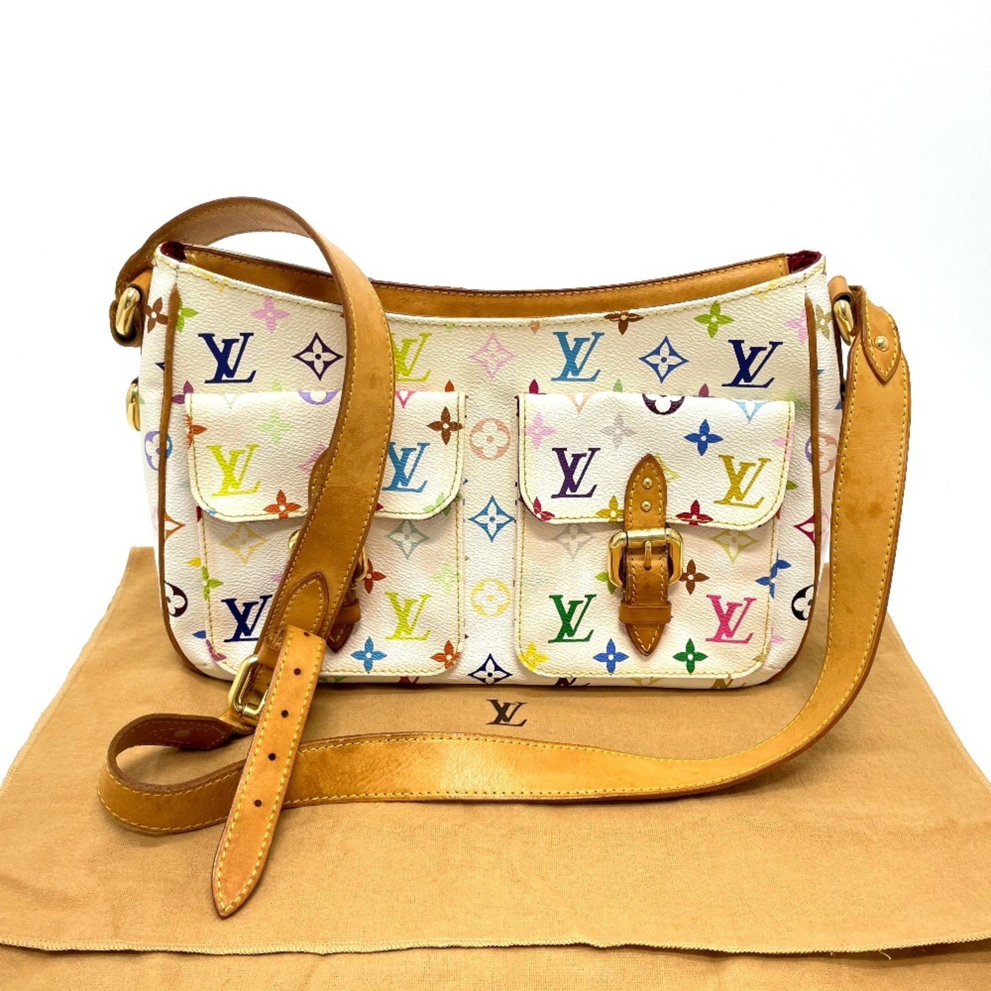 LOUIS VUITTON M40051 Monogram Multi Lodge GM Shoulder Bag Multicolor Canvas Women's Blanc