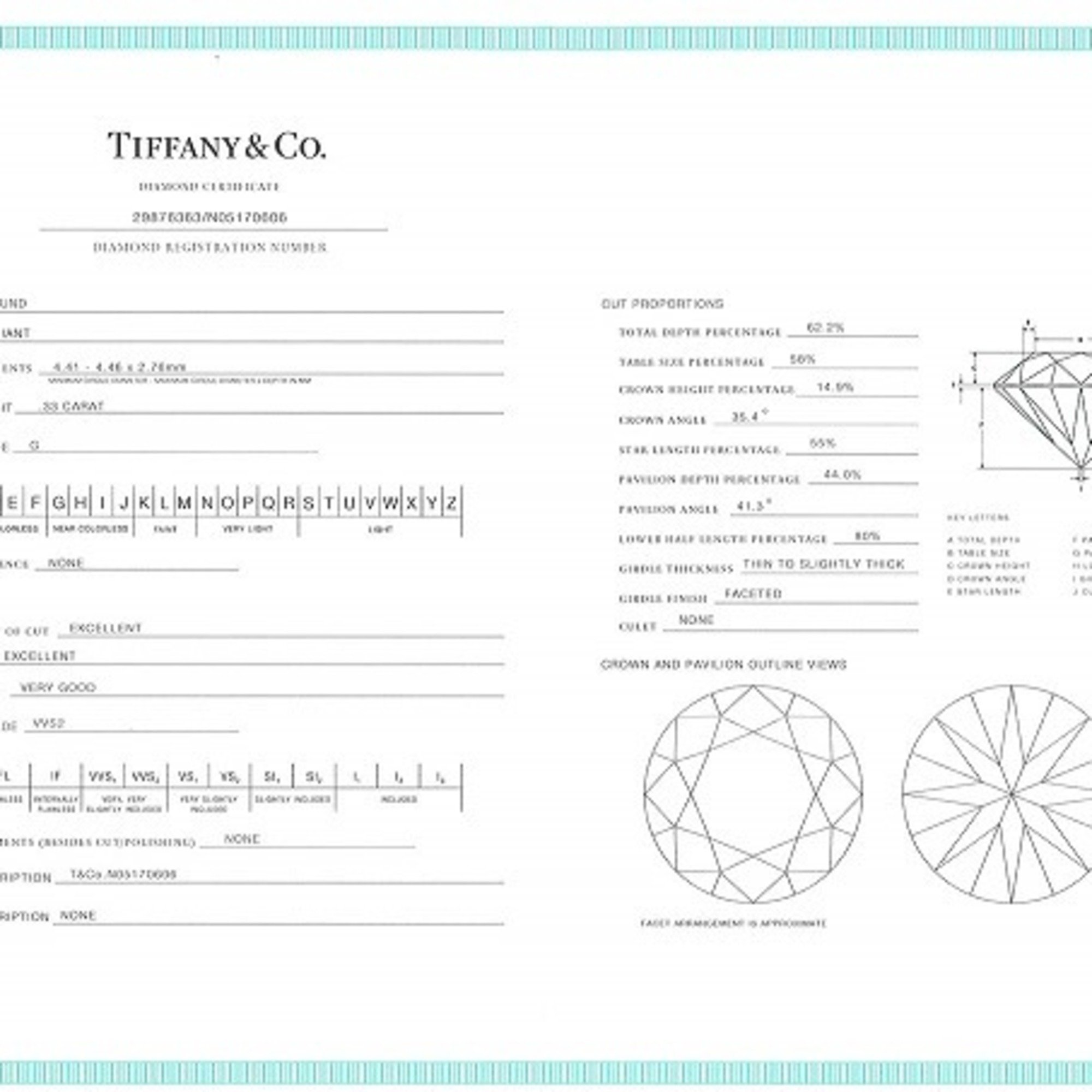 Tiffany Solitaire Harmony PT950 Ring Diamond 0.33 VVS2 Box Certificate Total weight approx. 3.4g Similar