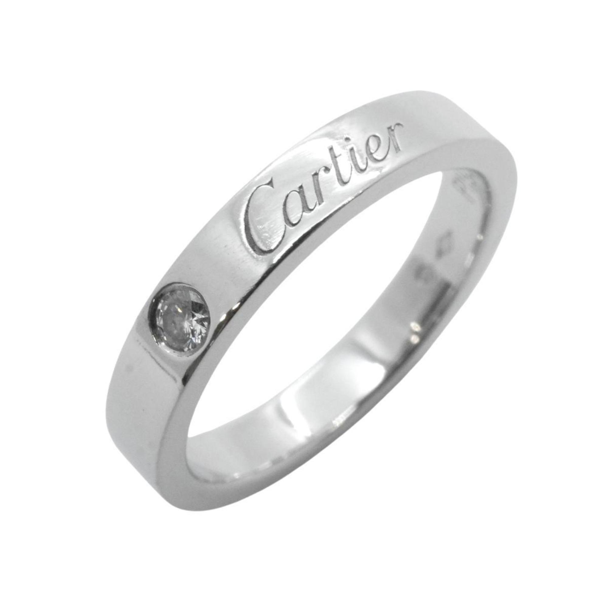 Cartier Ring Engraved 1PD Diamond Pt950 Platinum Ladies