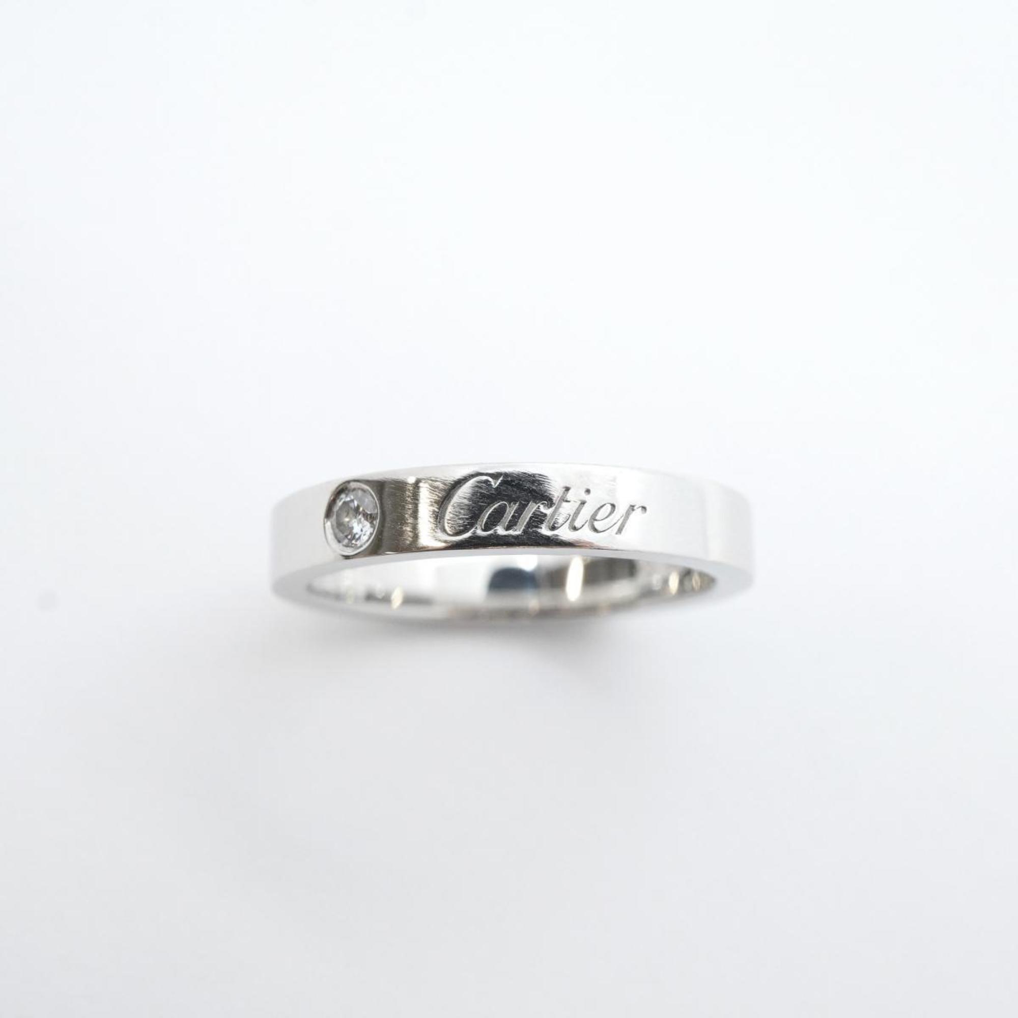 Cartier Ring Engraved 1PD Diamond Pt950 Platinum Ladies