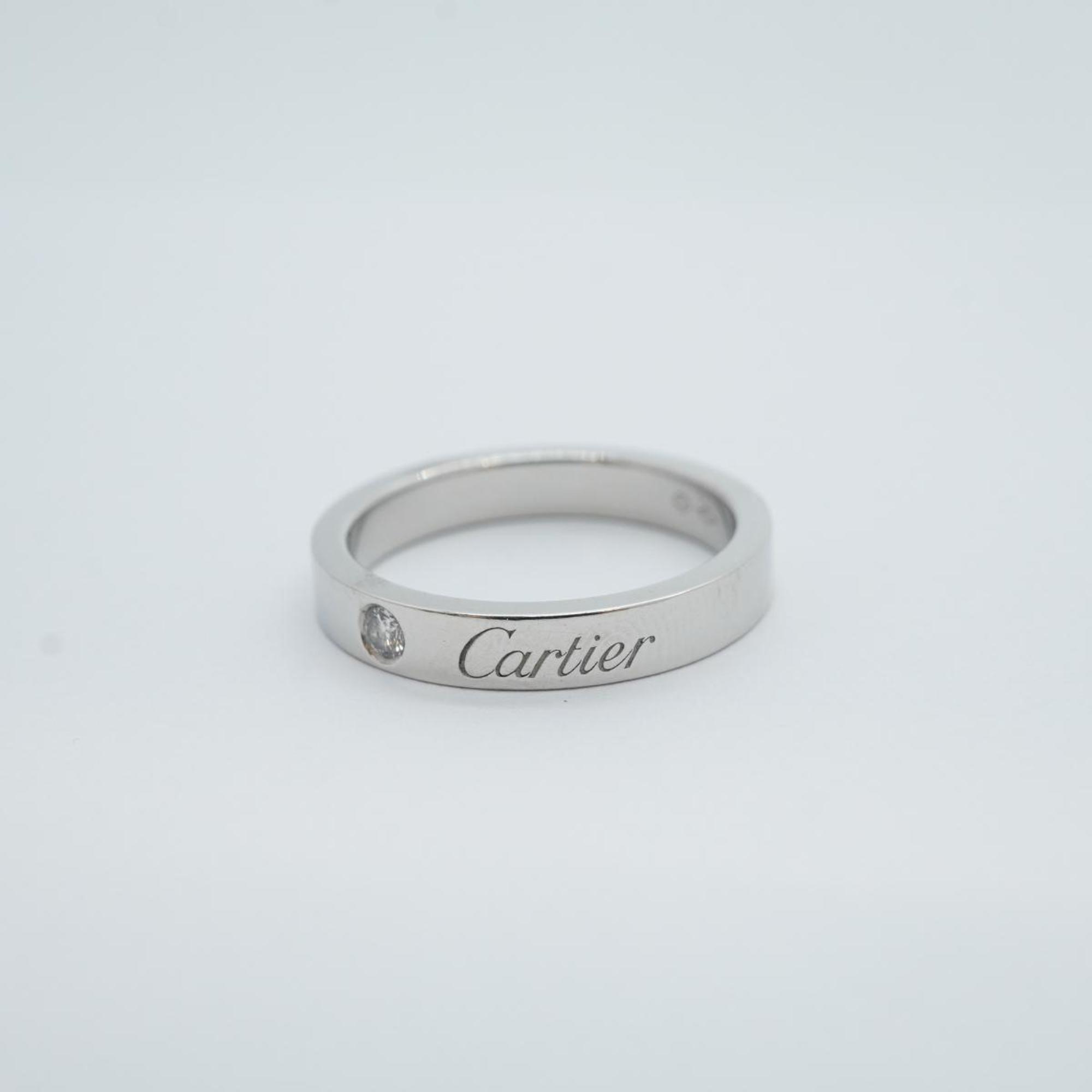 Cartier Ring Engraved 1PD Diamond Pt950 Platinum Ladies