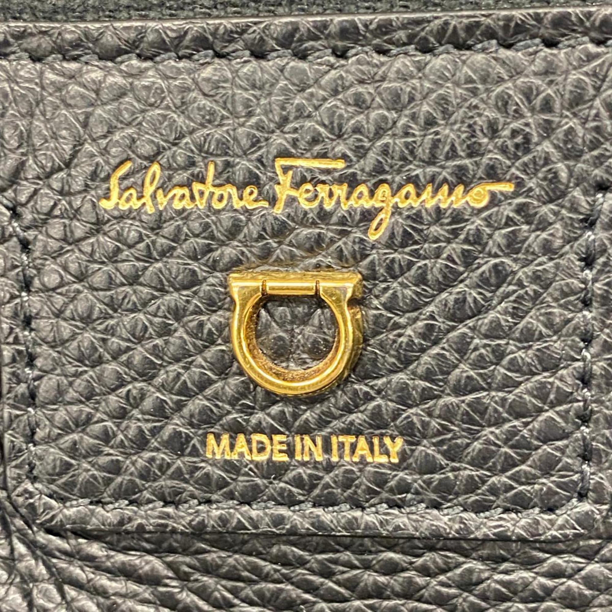 Salvatore Ferragamo Tote Bag Gancini Leather Black Women's