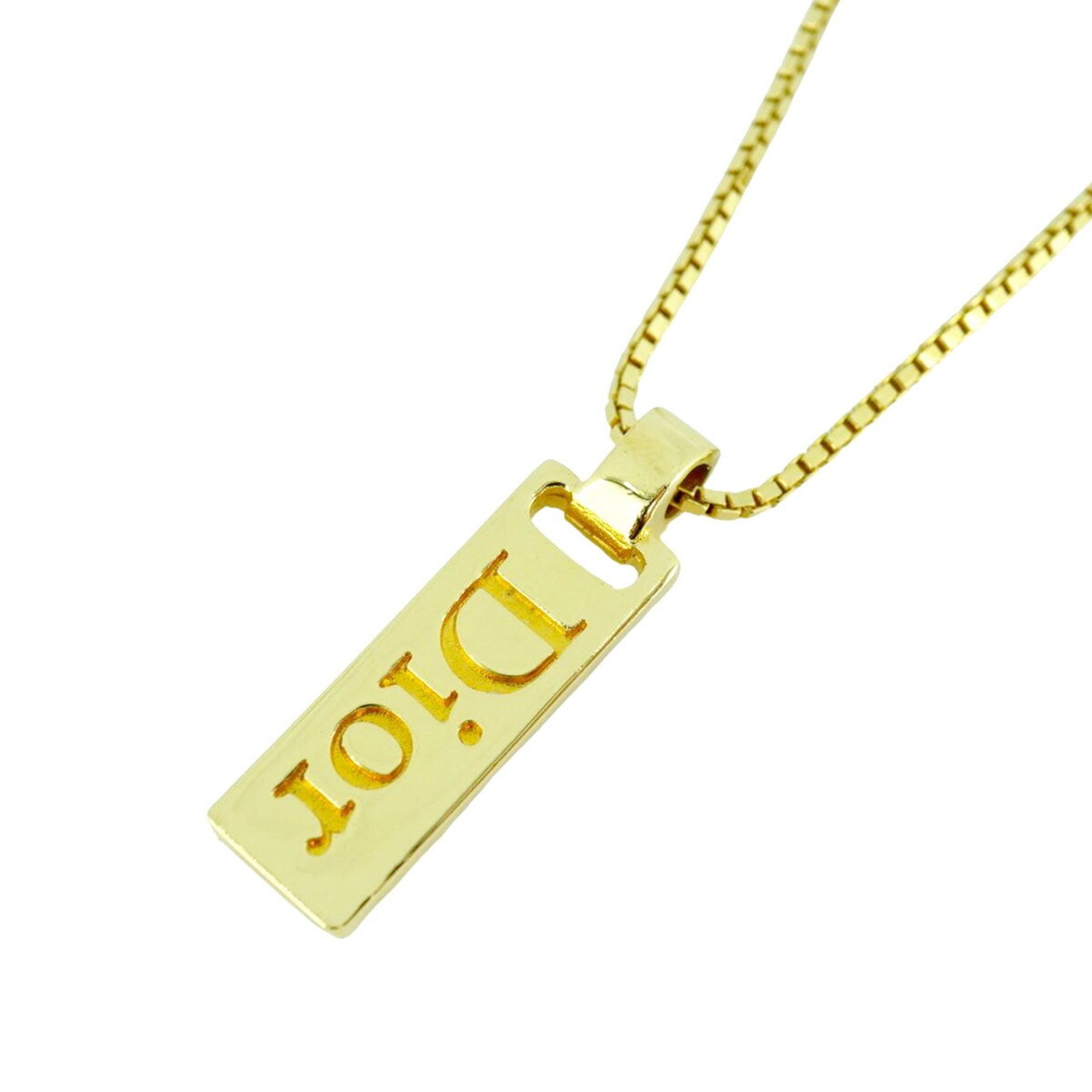 Christian Dior Necklace Trotter Plate GP Plated Gold Women's