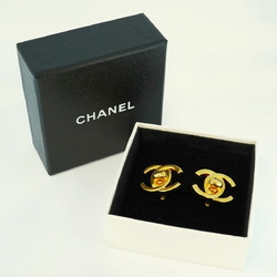 Chanel Earrings Turn Lock GP Plated Gold 97P Women's