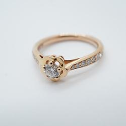 Chanel Ring Camellia Half Eternity Diamond K18PG Pink Gold Women's