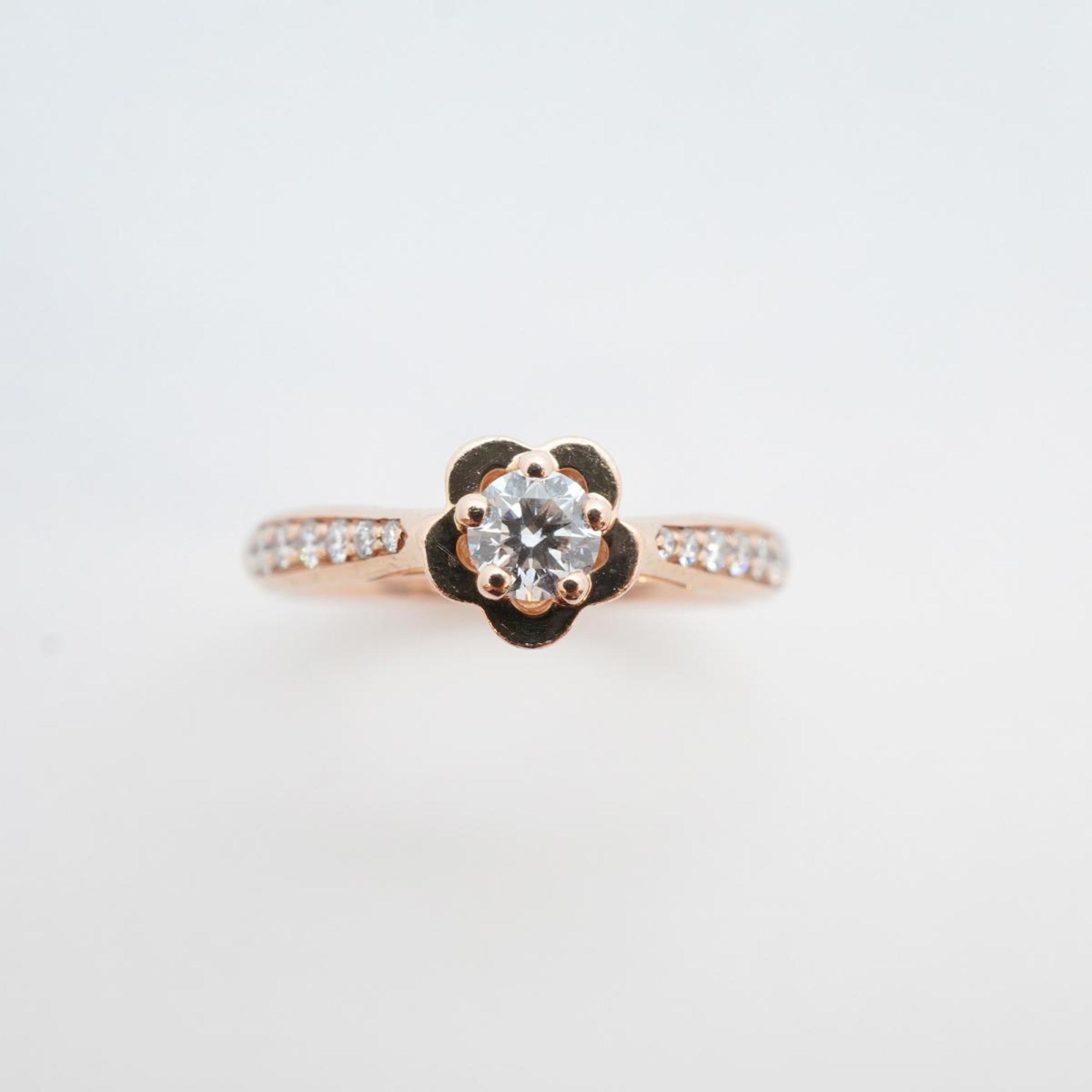 Chanel Ring Camellia Half Eternity Diamond K18PG Pink Gold Women's